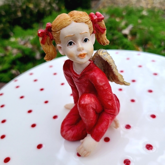 S. Lordi Susan Lordi Ceramic Red Pajama Pigtail Girl Angel Figurine 4" - Picture 9 of 11